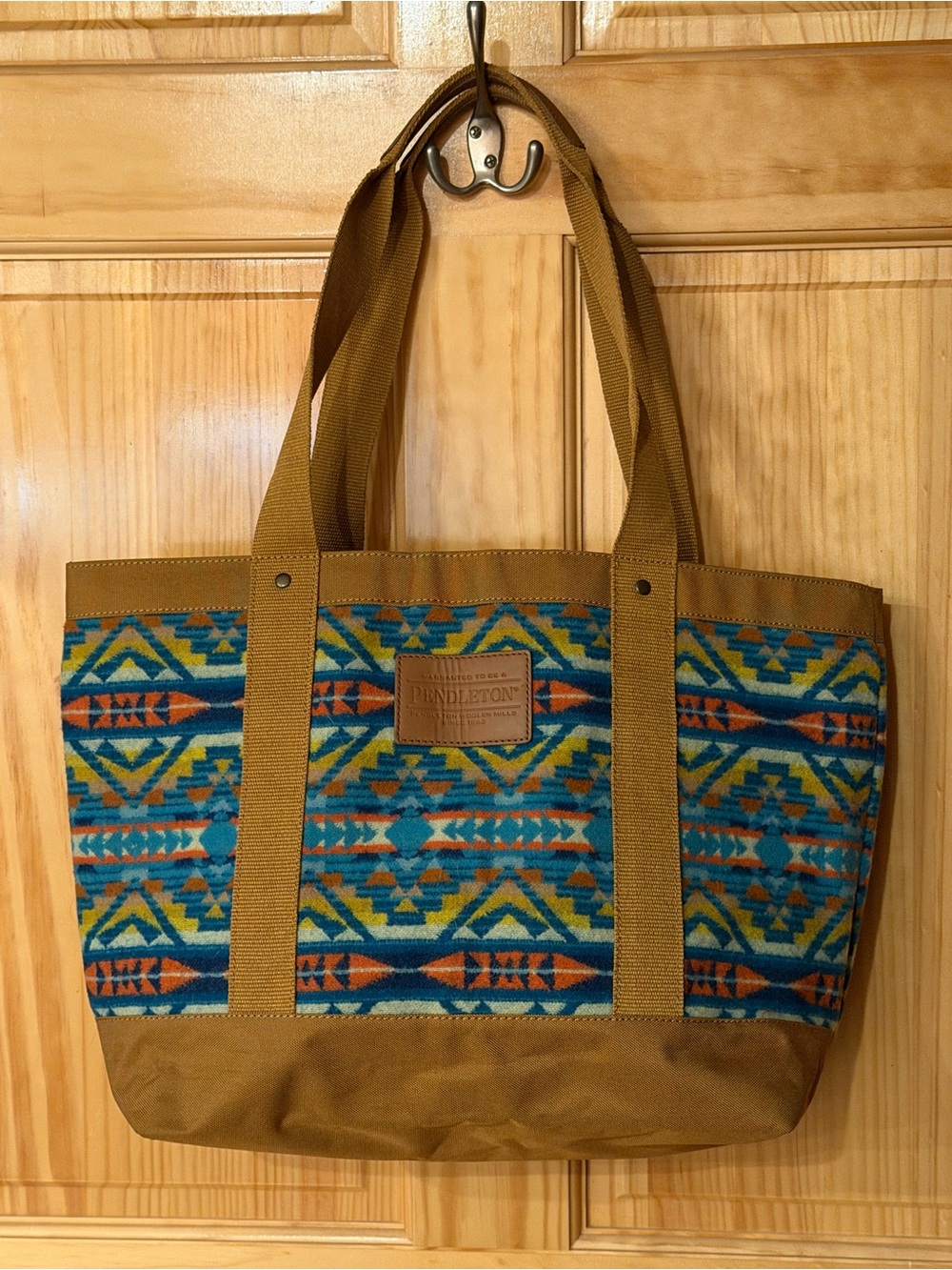 Pendleton Blue & Brown Geometric Aztec Tote